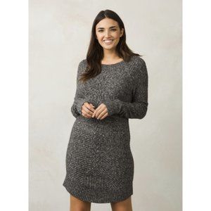 Prana Women's Cadwell Sweater Dress Cable Knit Cotton Blend Grey Marl Size XL